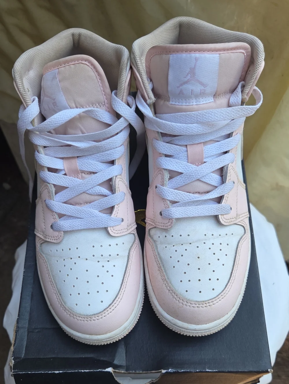 Air-inspired Pink and White High-Top Sneakers